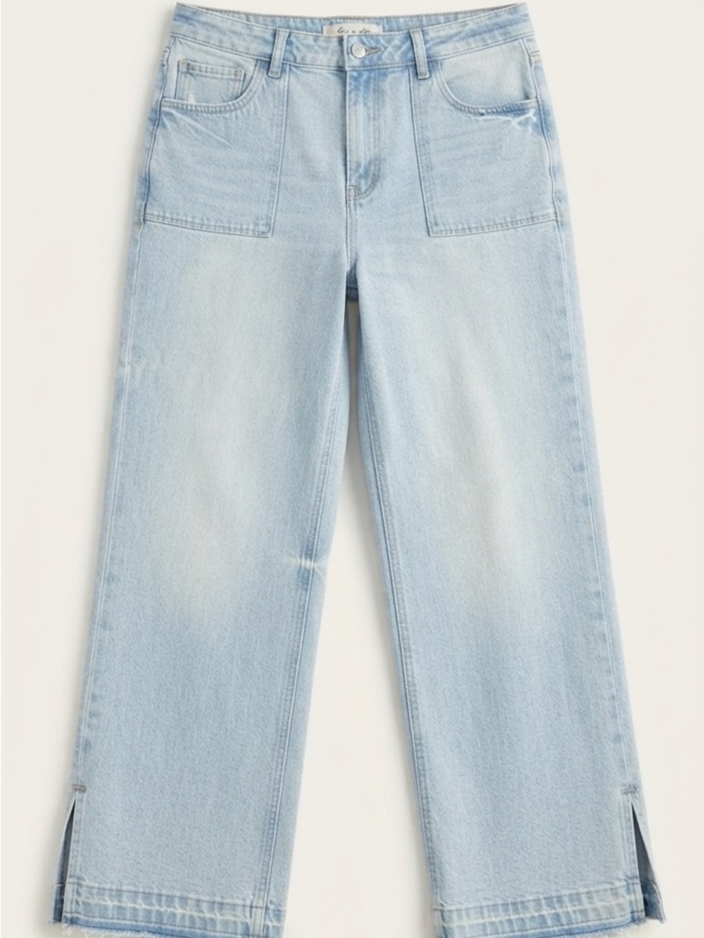 boutique brand LIVON
 New Without Tags Light Blue Wide-Leg Jeans with Hem Sli